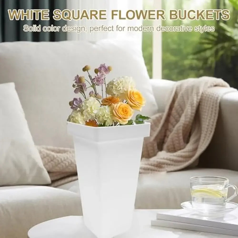 12 Piece Square Plastic Flower Buckets