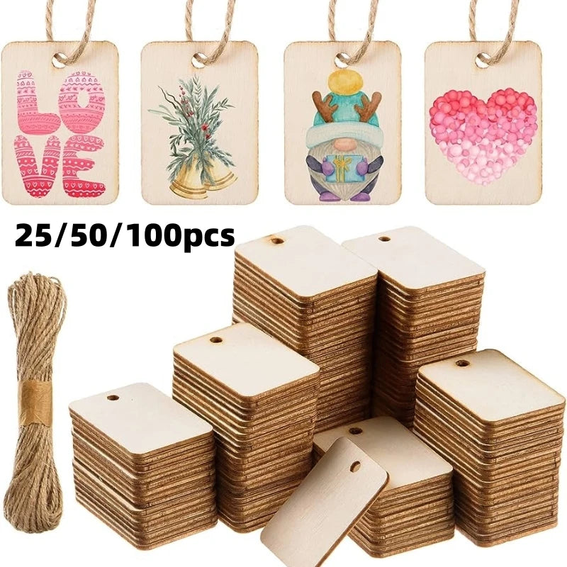 25/50/100Pcs DiY Wood Tags