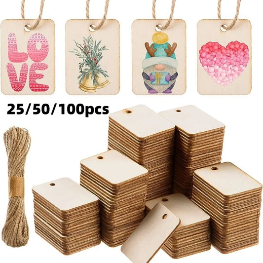 25/50/100Pcs DiY Wood Tags