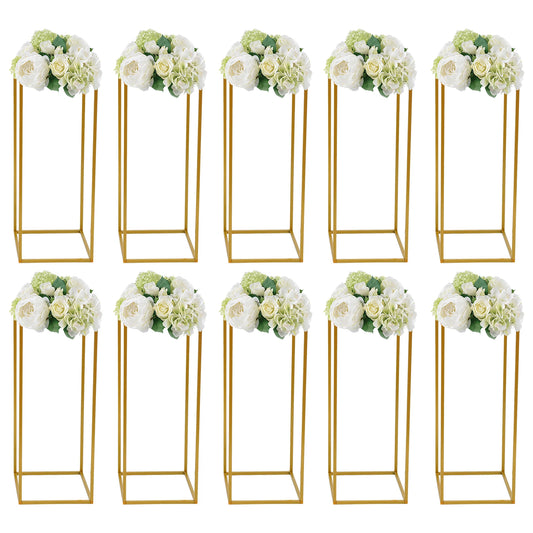 10Pcs Flower Stand Wedding Column 23.6in Tall Gold Metal Wedding Arch for Wedding Table Centerpieces Decoration