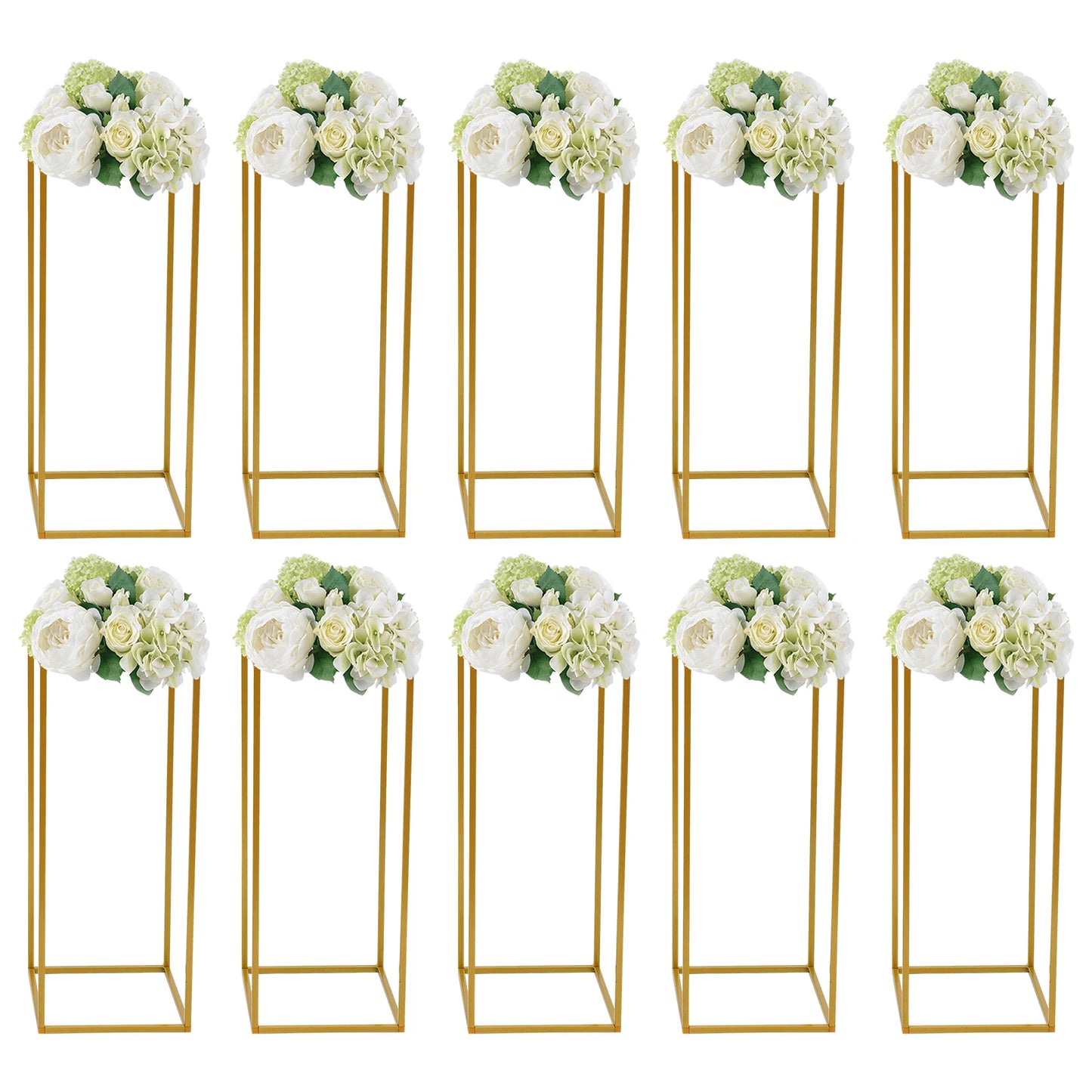 10Pcs Flower Stand Wedding Column 23.6in Tall Gold Metal Wedding Arch for Wedding Table Centerpieces Decoration