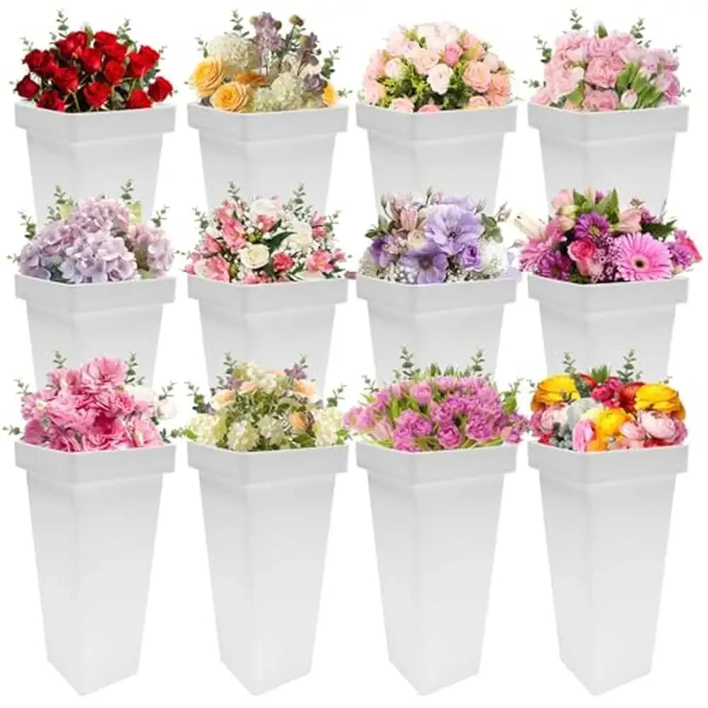 12 Piece Square Plastic Flower Buckets