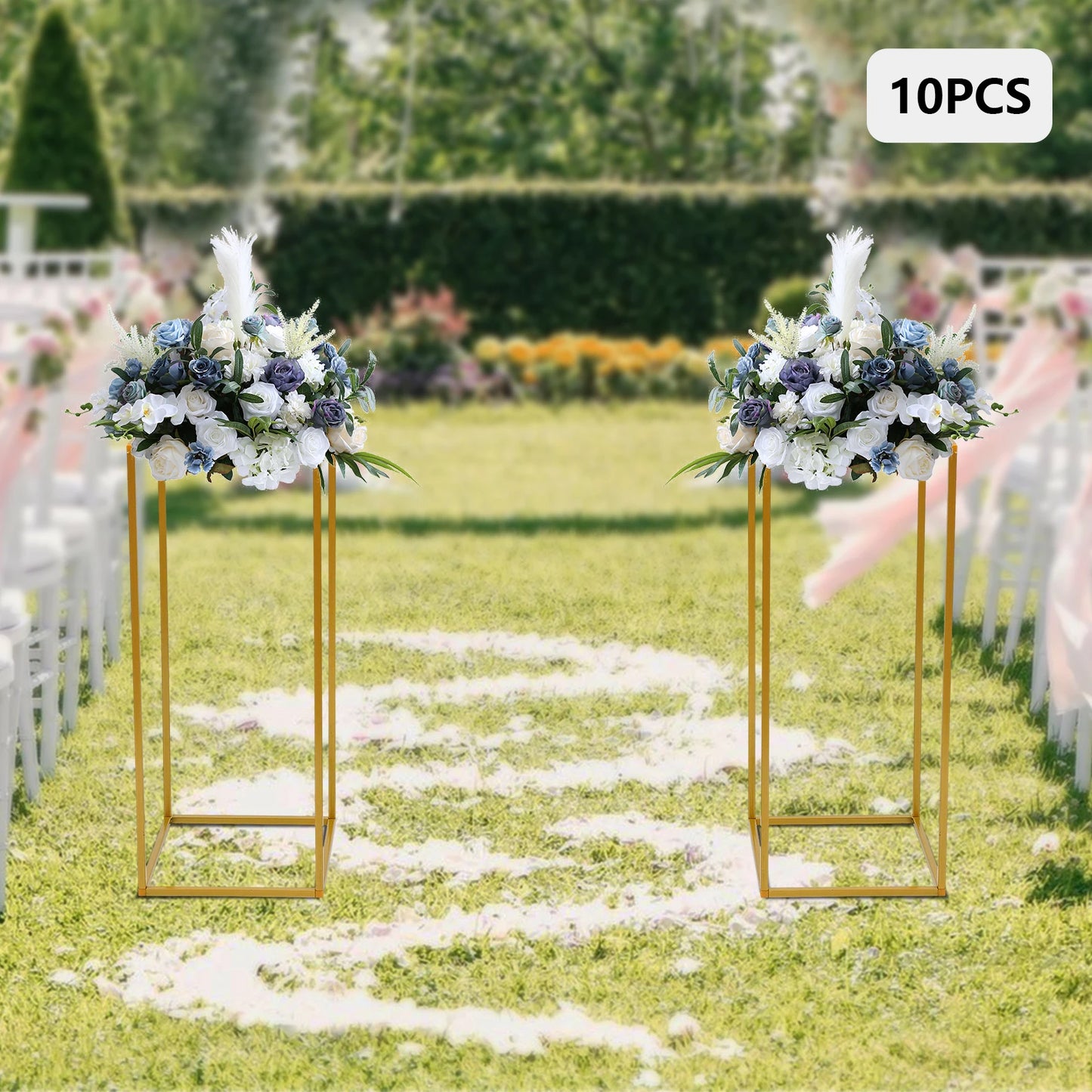 10Pcs Flower Stand Wedding Column 23.6in Tall Gold Metal Wedding Arch for Wedding Table Centerpieces Decoration