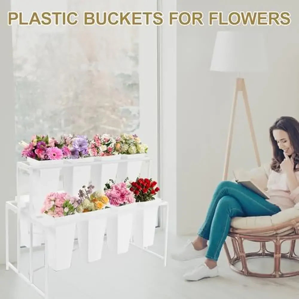 12 Piece Square Plastic Flower Buckets