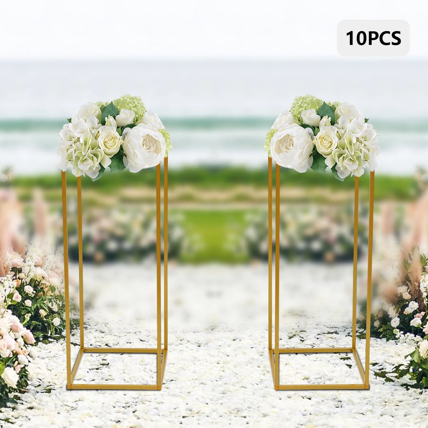 10Pcs Flower Stand Wedding Column 23.6in Tall Gold Metal Wedding Arch for Wedding Table Centerpieces Decoration