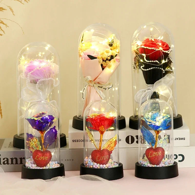 Rose Light Artificial Galaxy Eternal Rose Flower Valentines Day Flower Gifts Artificial Flowers Home Decorative Craft Supplies