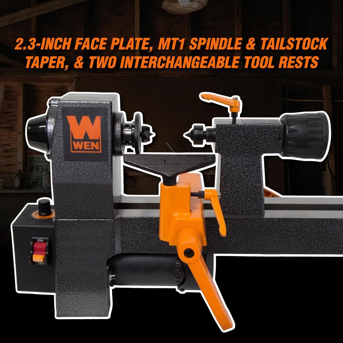 Mini Benchtop Wood Lathe 8-Inch By 13-Inch with Variable Speed Soft Start 3.2 Amp Motor Starts Gradually To Prevent Motor Damage
