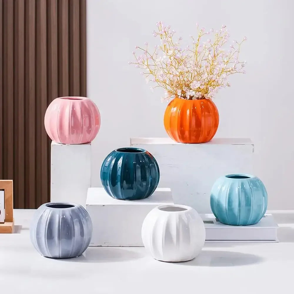 Pumpkin Shape Ceramic Vase