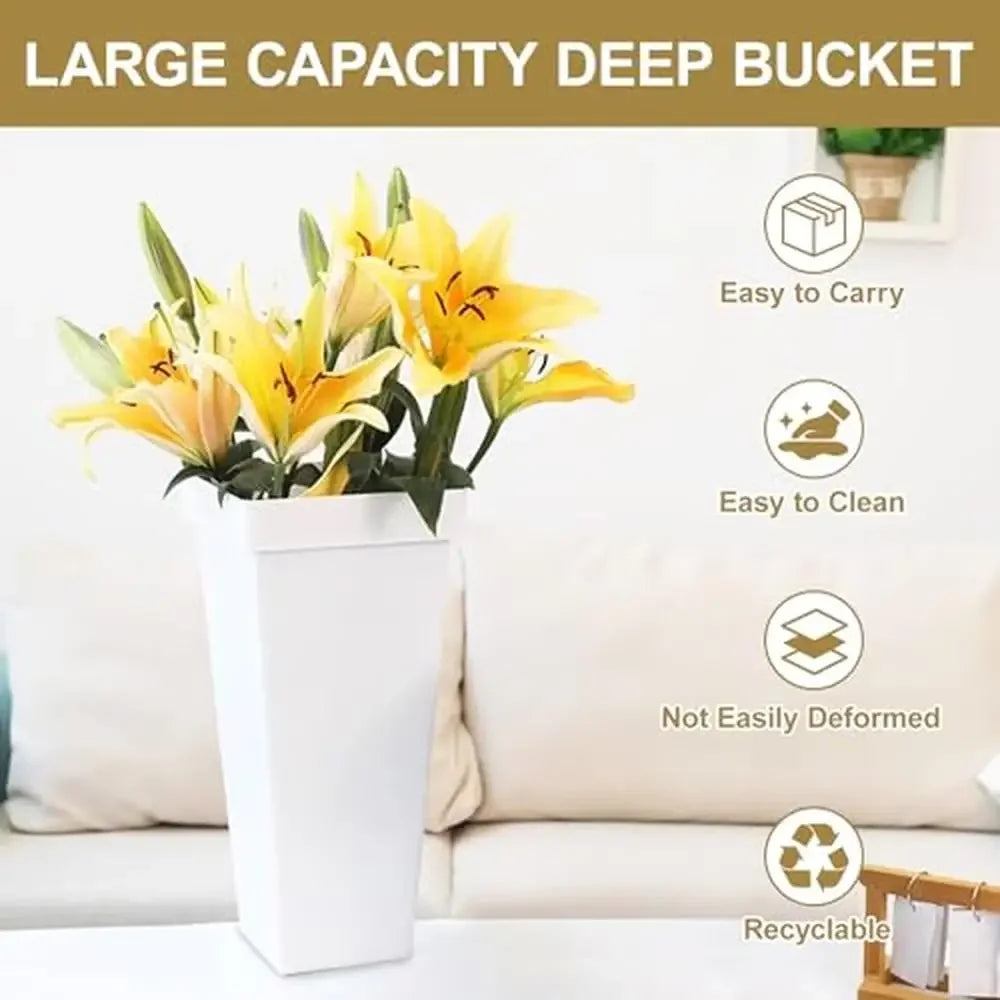 12 Piece Square Plastic Flower Buckets