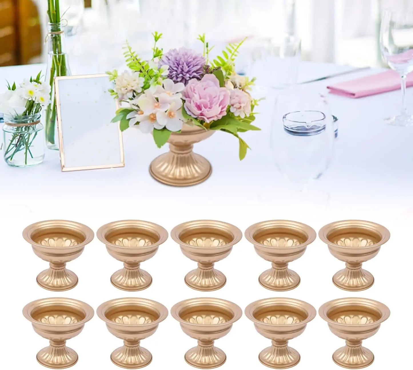10 Pcs Gold Flowers Vases