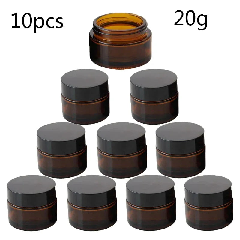 20g Protection Glass Cream Jars Concentrate Pots for Airtight Storage Wax Leaf Refillable Containers Jar 10PCS