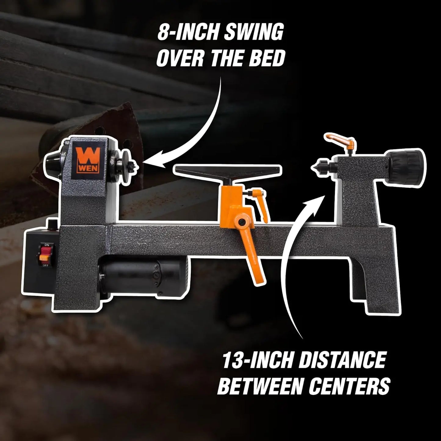 Mini Benchtop Wood Lathe 8-Inch By 13-Inch with Variable Speed Soft Start 3.2 Amp Motor Starts Gradually To Prevent Motor Damage