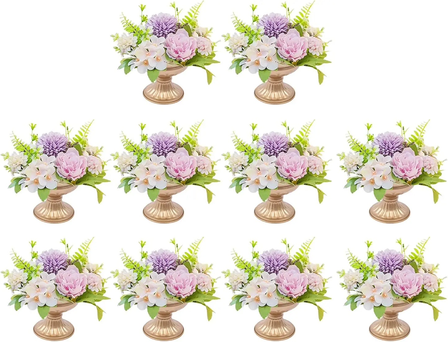 10 Pcs Gold Flowers Vases